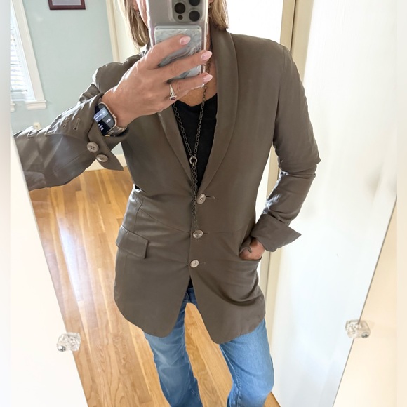 Emporio Armani Taupe Lamb Leather Jacket - Picture 4 of 14